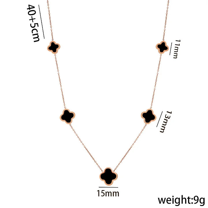 JEM Black Clover Shell Necklace – 18K Gold Plated Stainless Steel 316 I